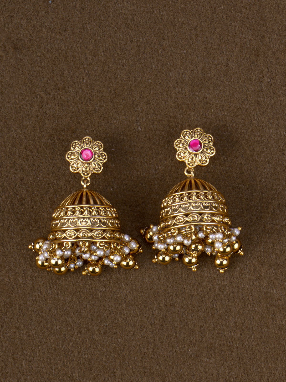 Padmini Kemp Lotus Haaram matching jhumkas