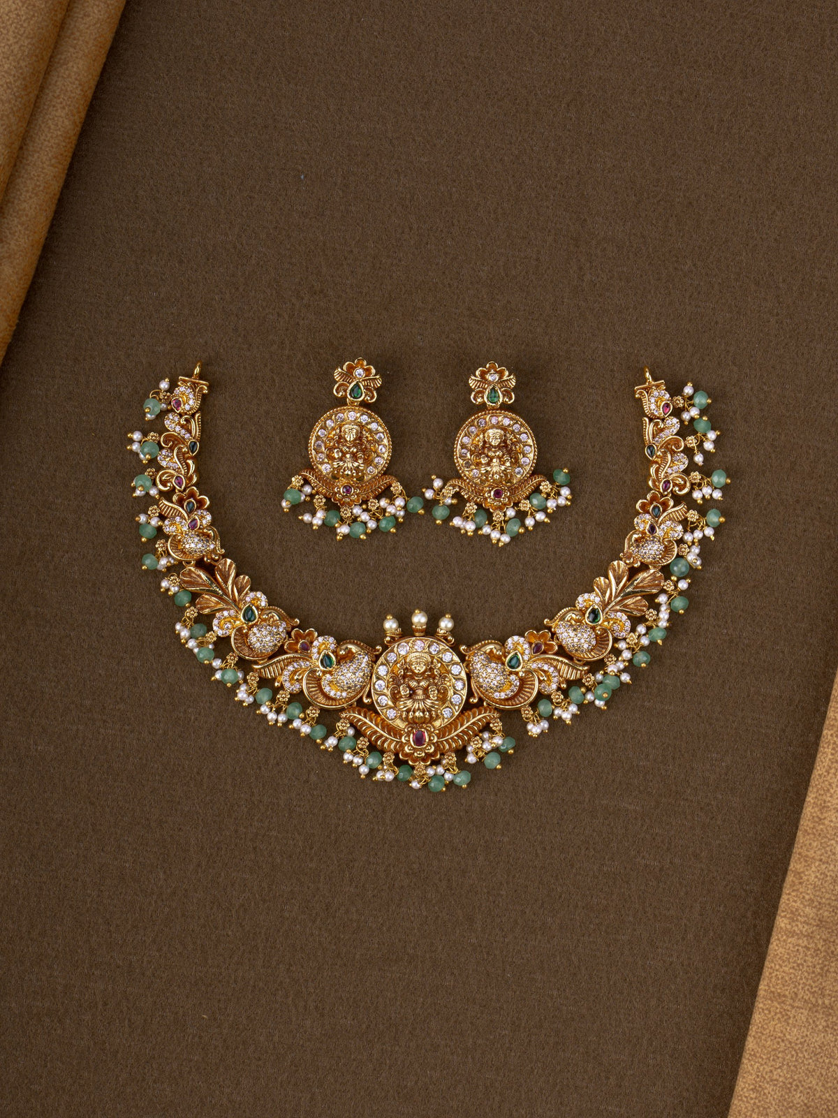 Mayura Lakshmi Temple Necklace set with earrings