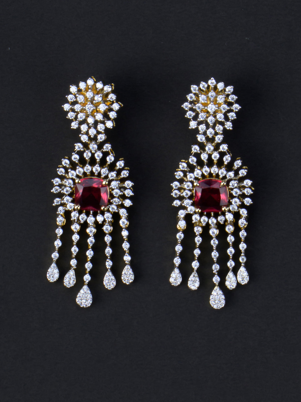 Tarini AD Necklace Set - Ruby Red earrings