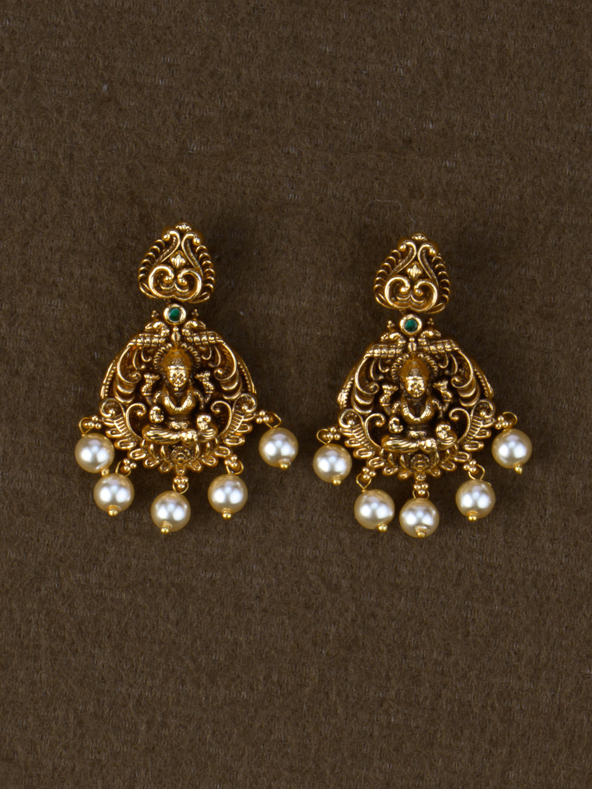 Nidhi Lakshmi Temple Necklace Set - earrings