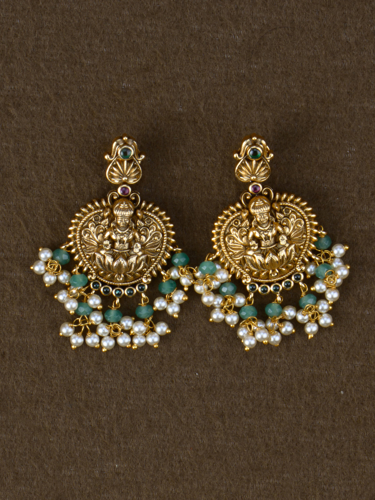 Vanaja Lakshmi Temple Necklace Set - earrings