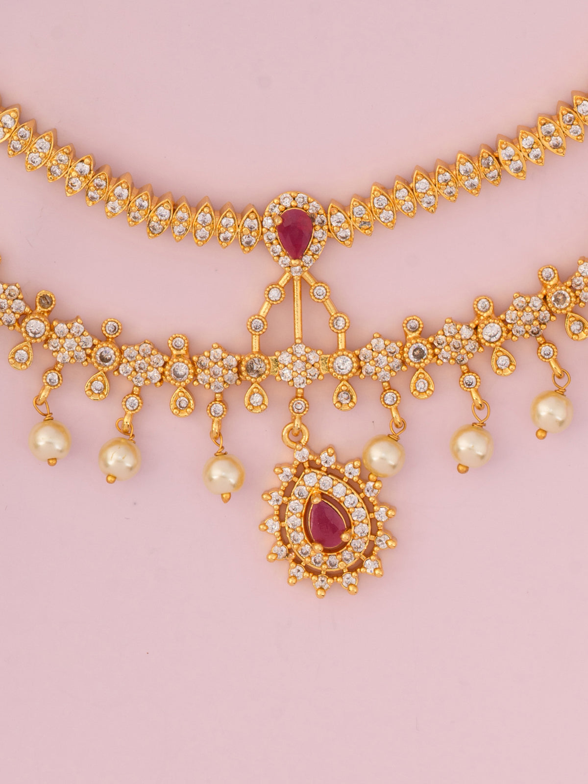 Saanvi Double Layer AD Necklace