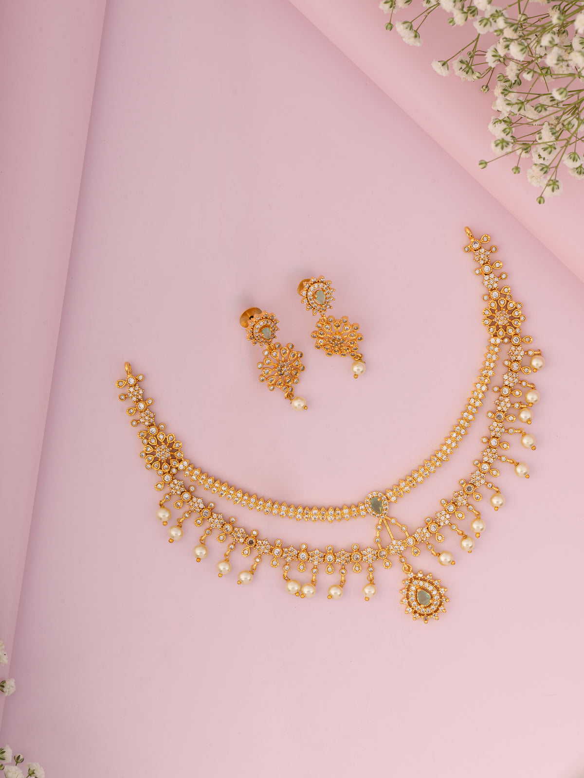 Saanvi Double Layer AD Necklace