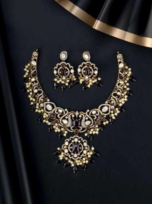 Neelambari Victorian Necklace set with earrings