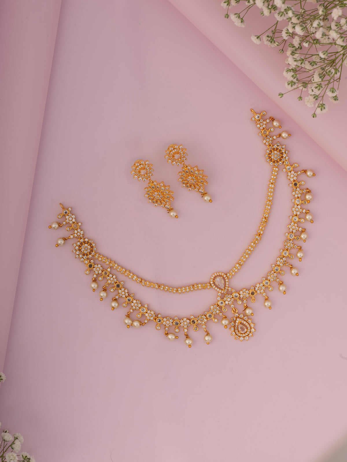 Saanvi Double Layer AD Necklace