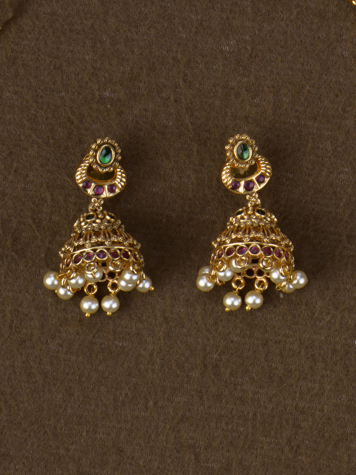 Mayil Pearl Haaram - matching jhumkas