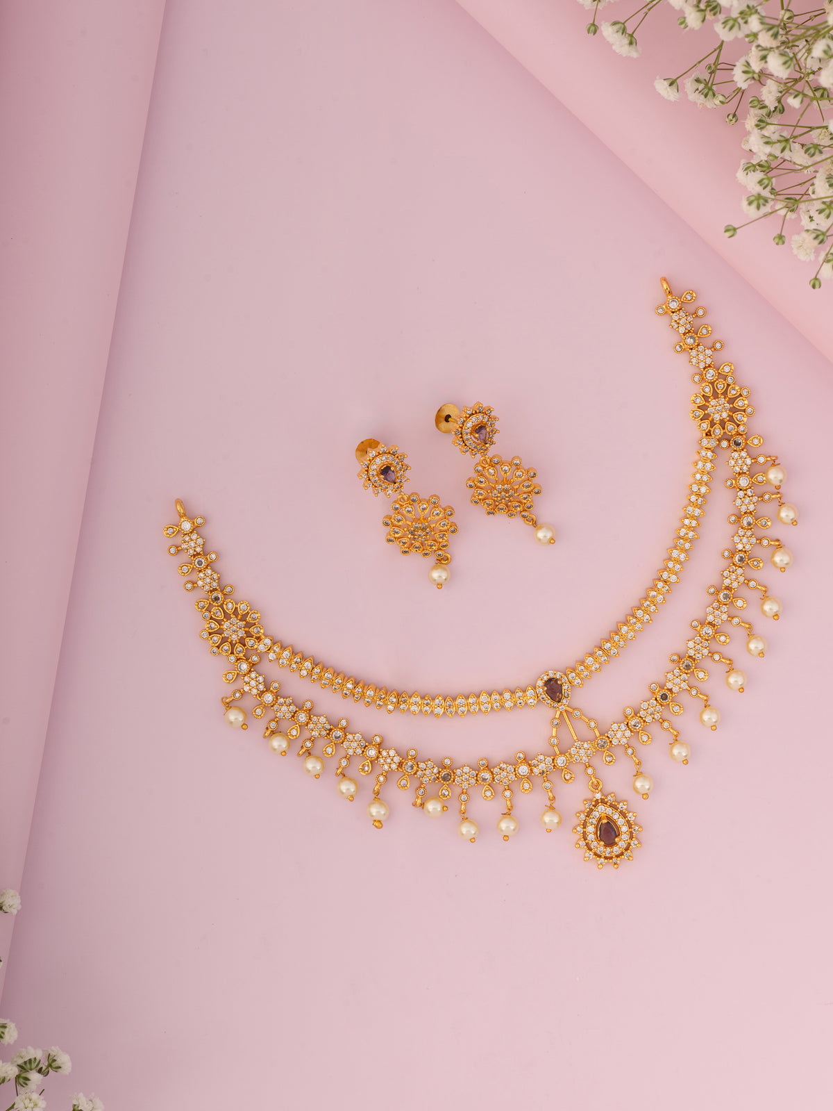 Saanvi Double Layer AD Necklace