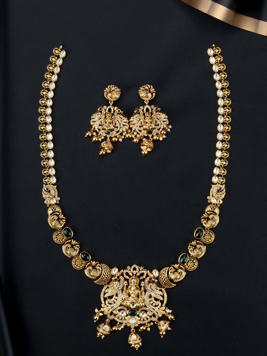 Shreya Lakshmi Temple Haaram set with earrings