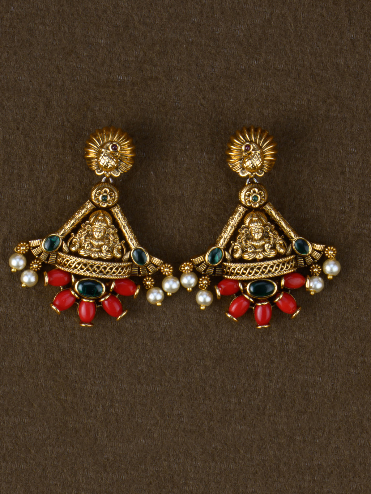 Pavazha Temple Necklace Set - earrings
