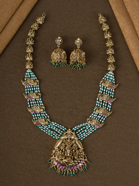 Antique Temple Pearl Ganesha Haaram Set