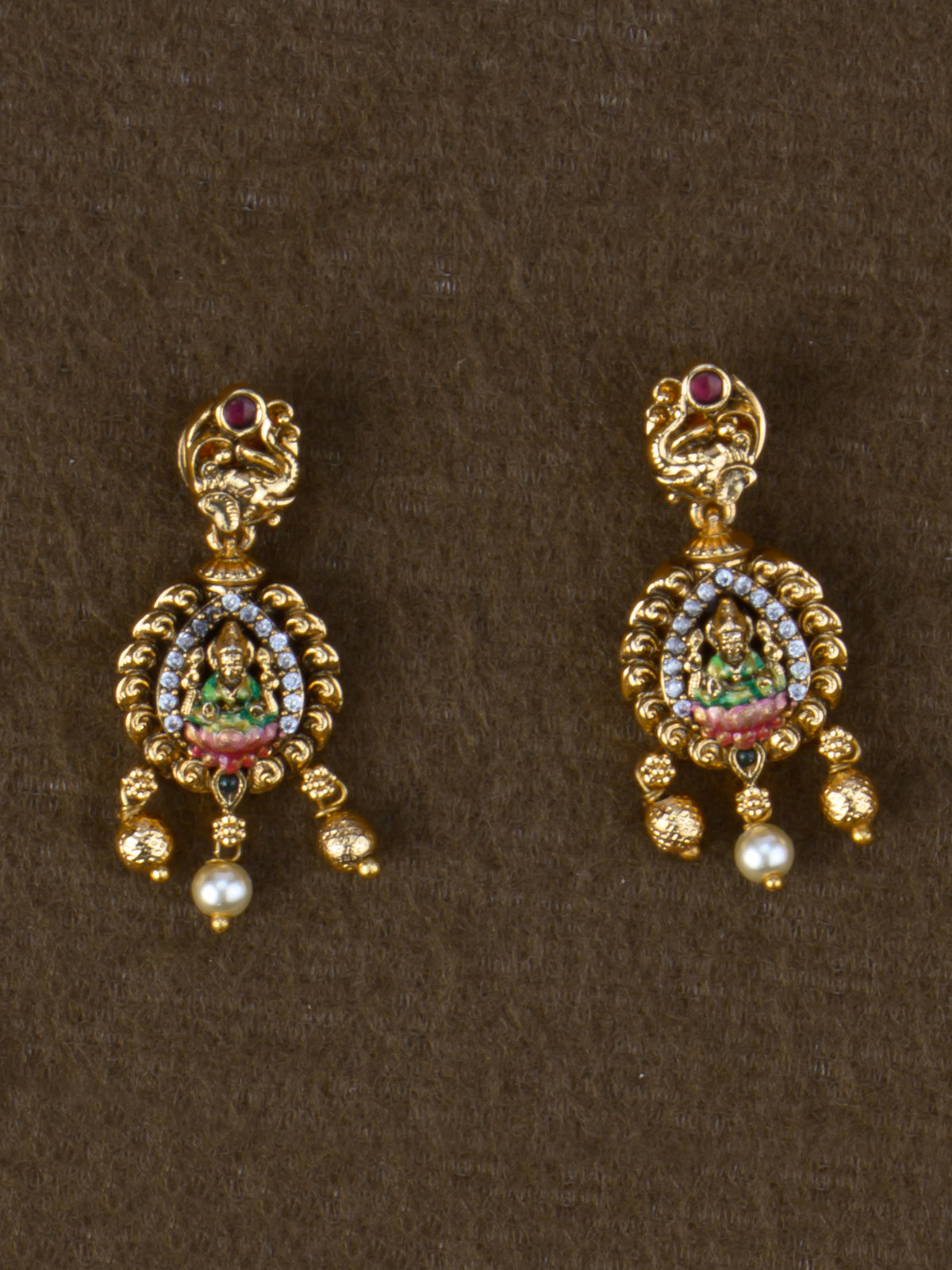 Varnika Lakshmi Meenakari Necklace Set - earrings