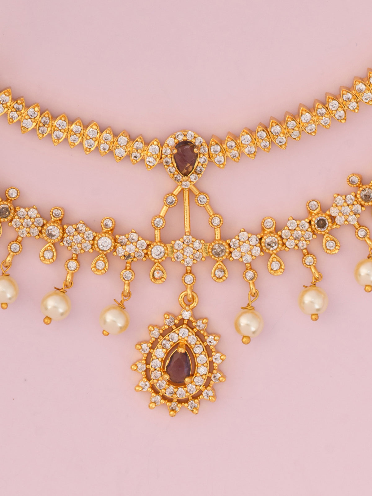 Saanvi Double Layer AD Necklace