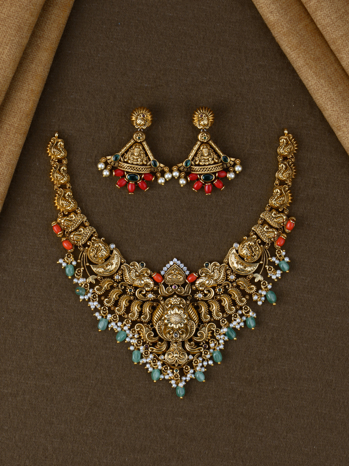 Pavazha Temple Necklace Set