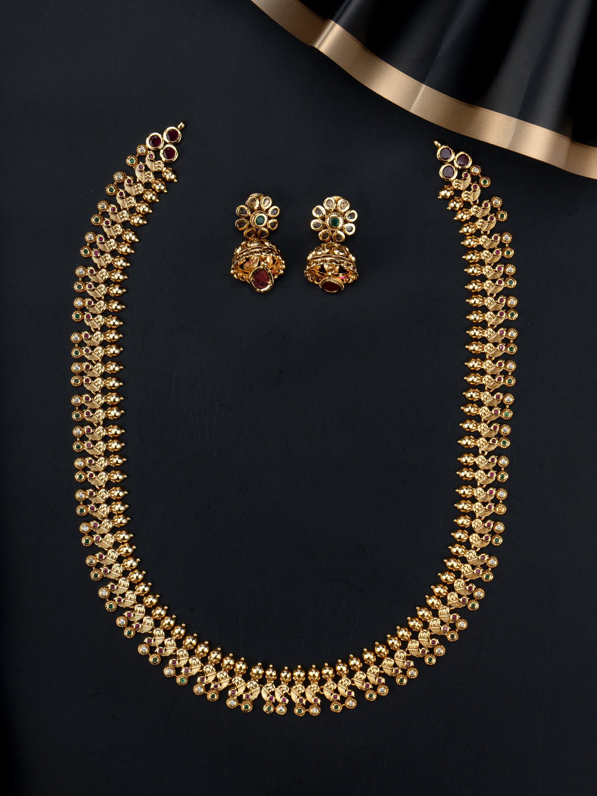 Shukika Parrot Haaram set with jhumka earrings