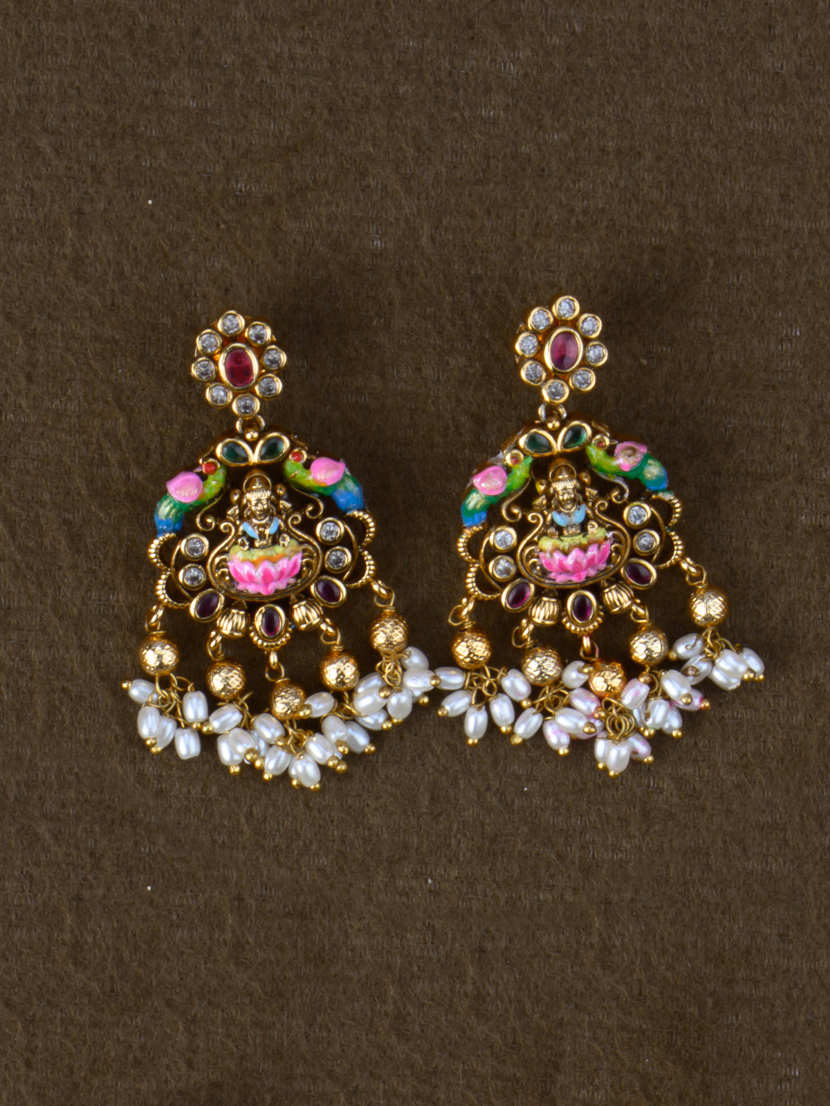 Hamsini Lakshmi Meenakari Necklace Set - earrings