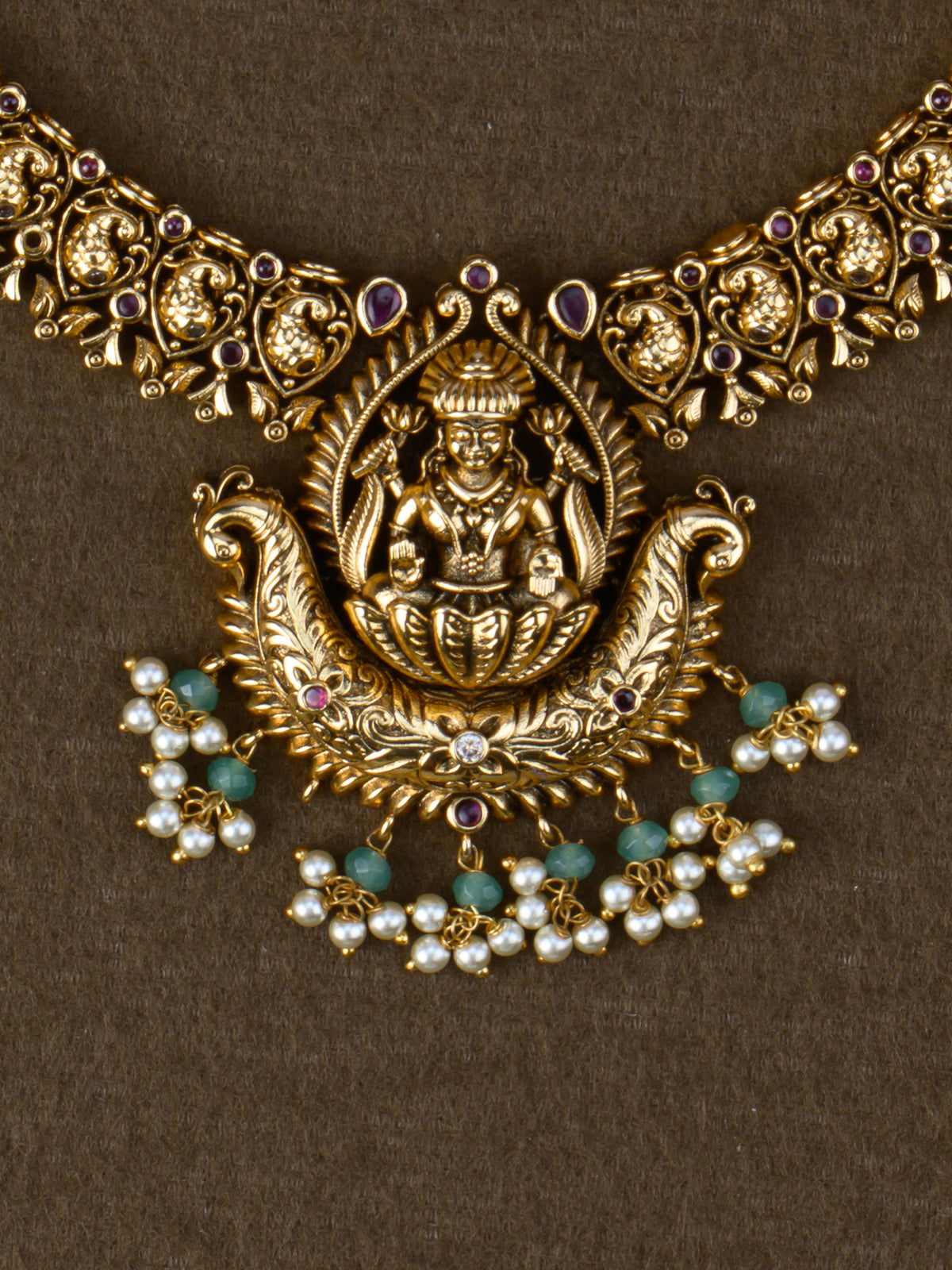 Lakshmi crescent pendant close-up