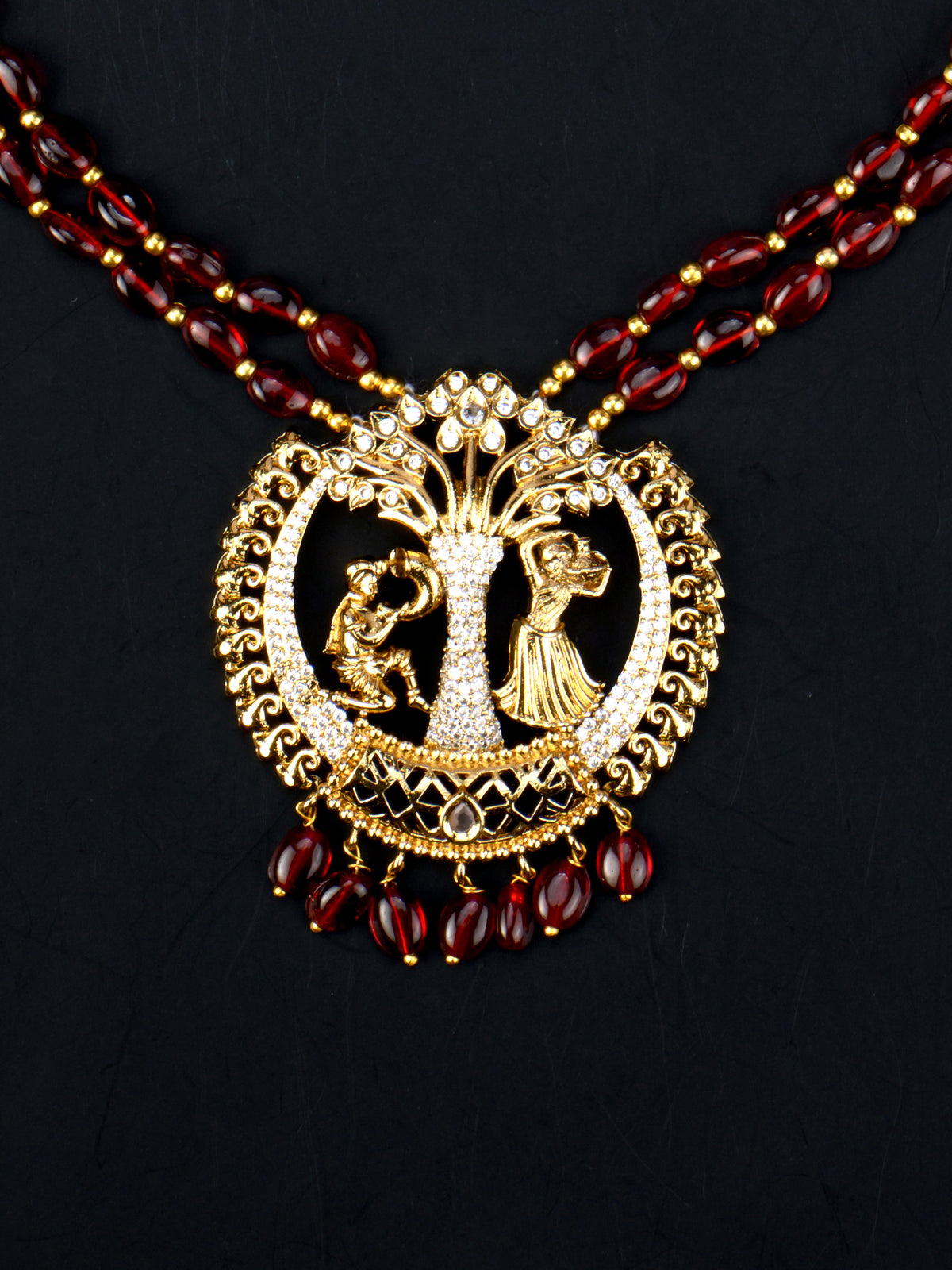 Nritya Red Bead Pendant Necklace pendant close-up