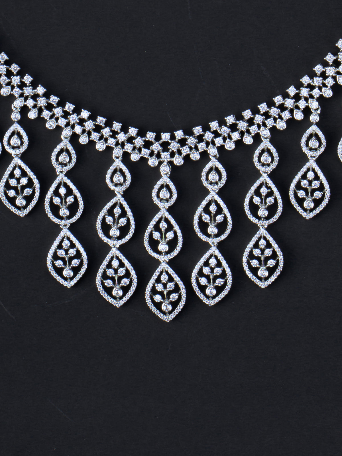 Thalir AD Necklace Set - Silver Polish necklace close-up
