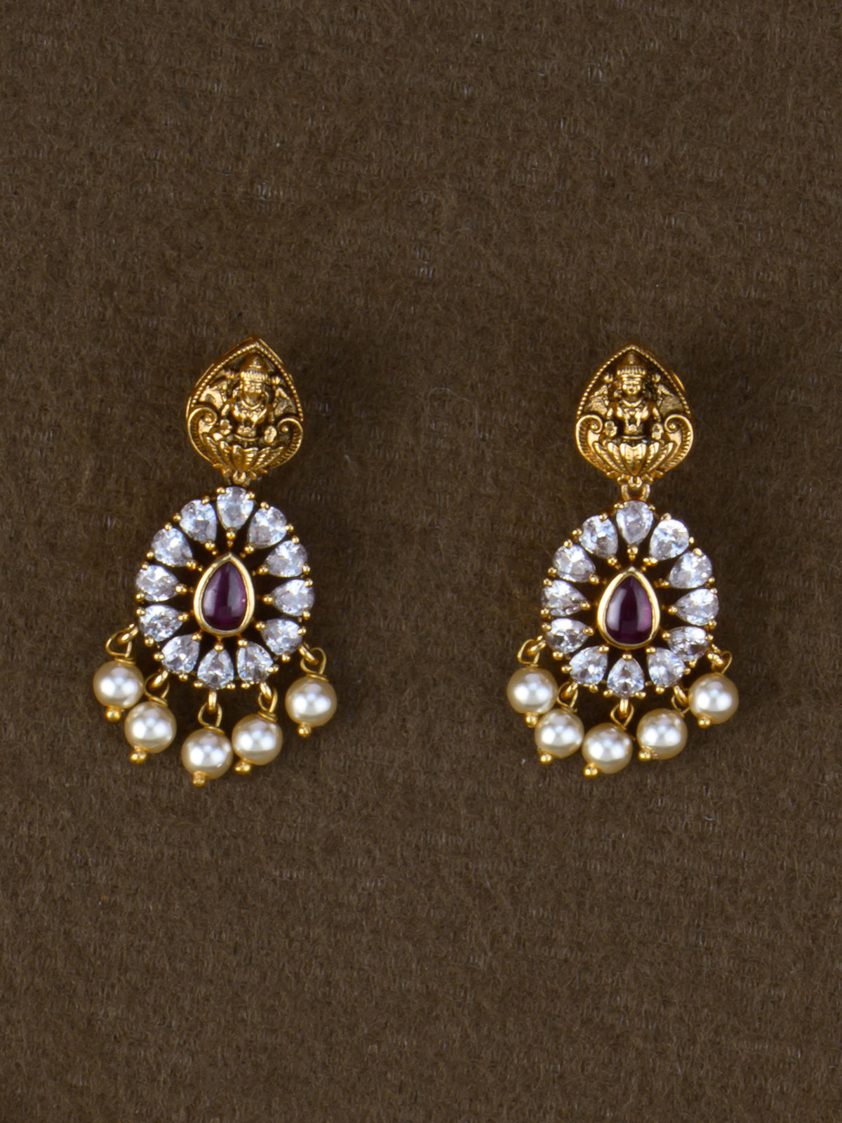 Navagraha Lakshmi AD Necklace Set - earrings