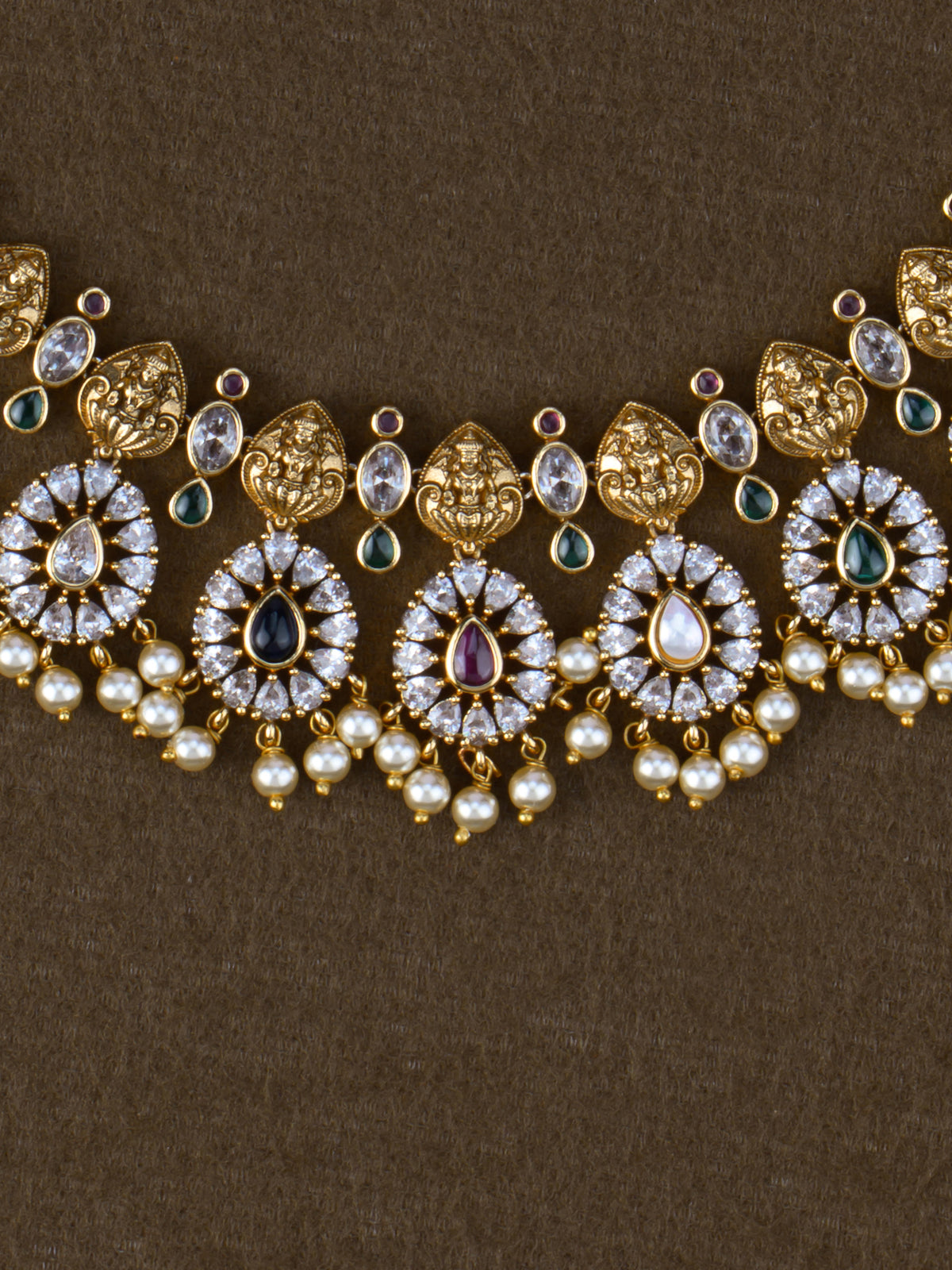 Navagraha Lakshmi AD Necklace Set - necklace close-up