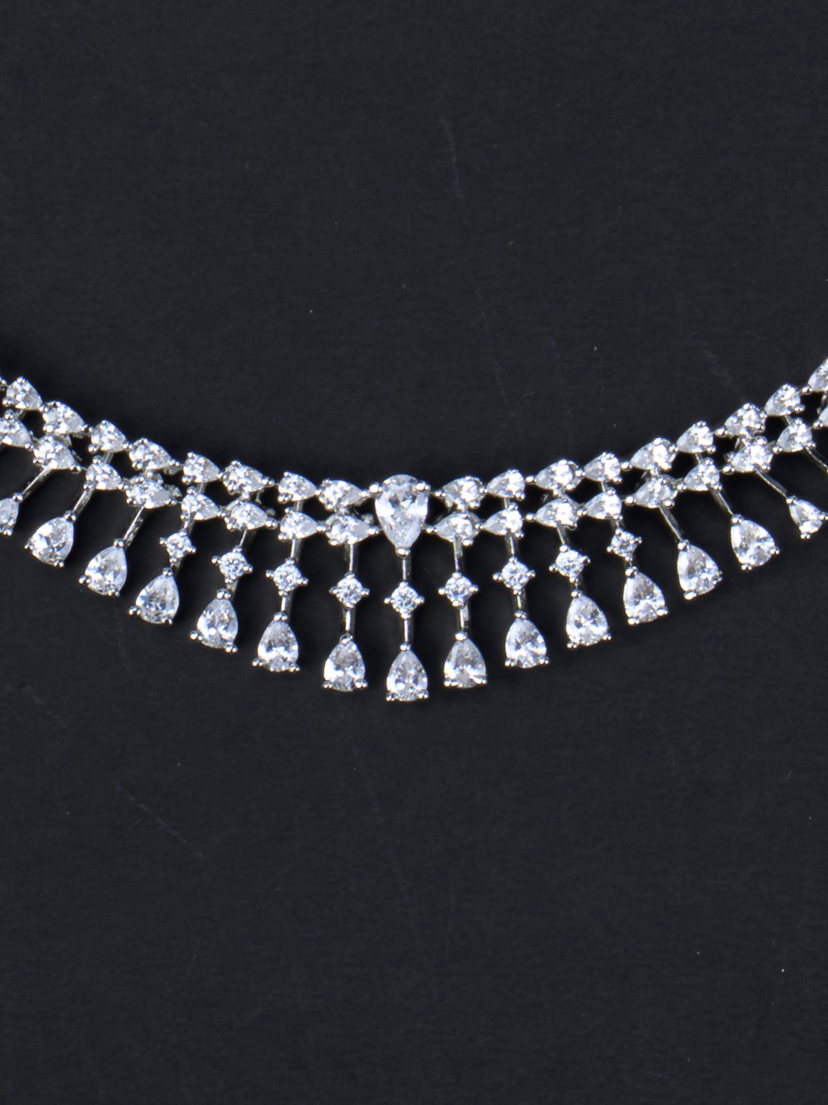 Himabindu AD Necklace Set - Silver Polish necklace close-up