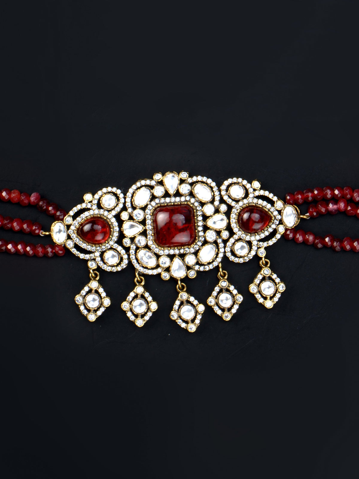 Raktha Victorian Bead Choker centre close-up