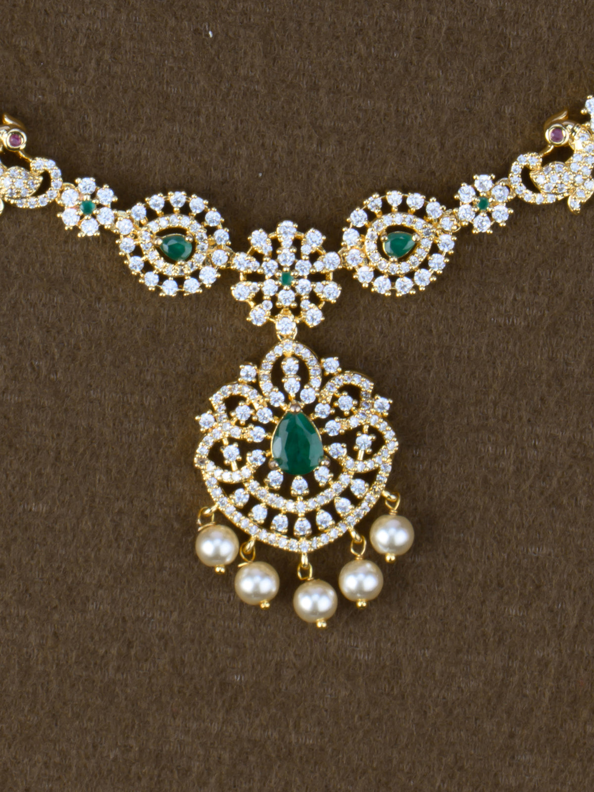 Marakatham AD Necklace Set - necklace close-up