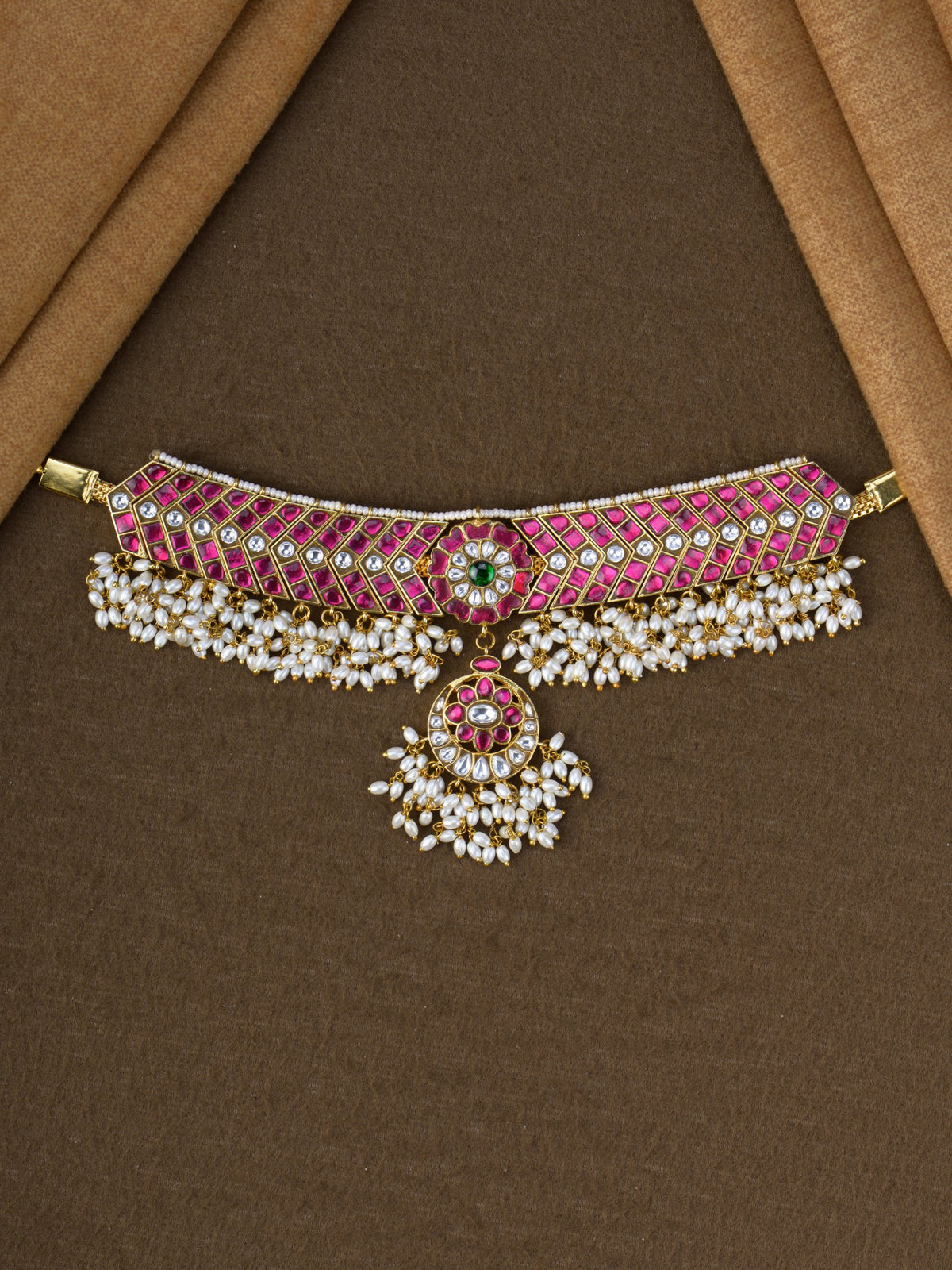 Rani Jadau Pearl Choker - full view