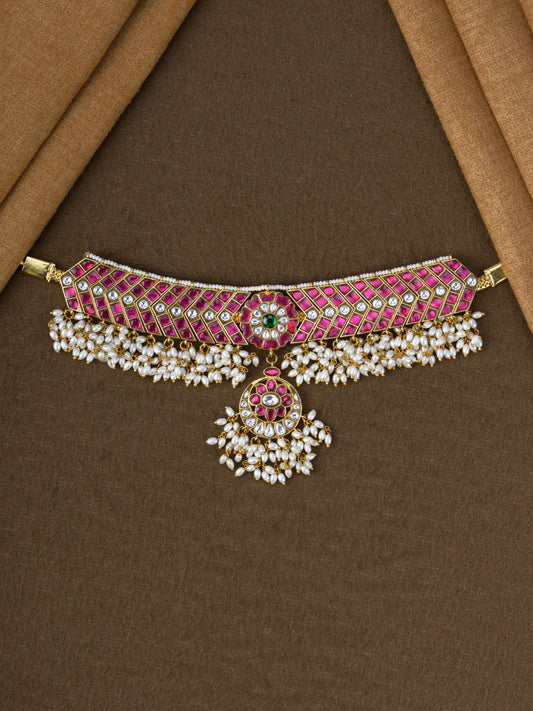 Rani Jadau Pearl Choker - full view
