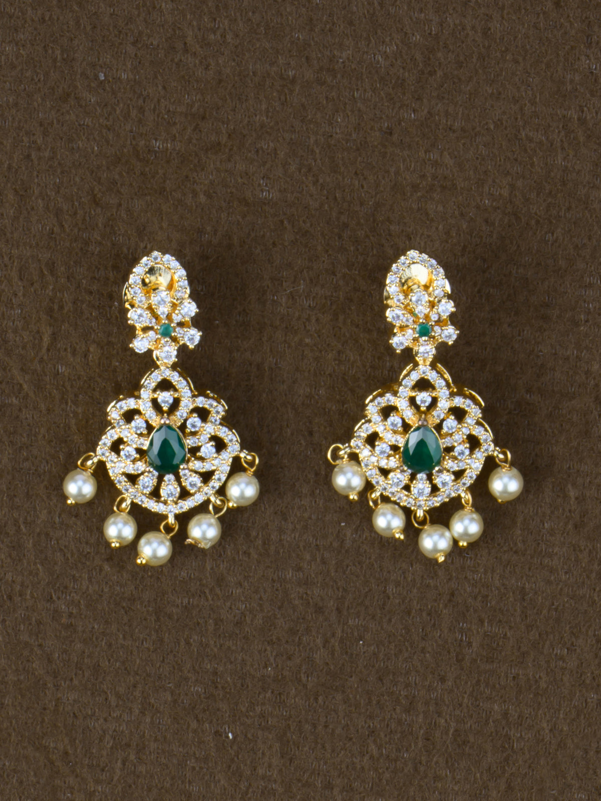 Marakatham AD Necklace Set - earrings