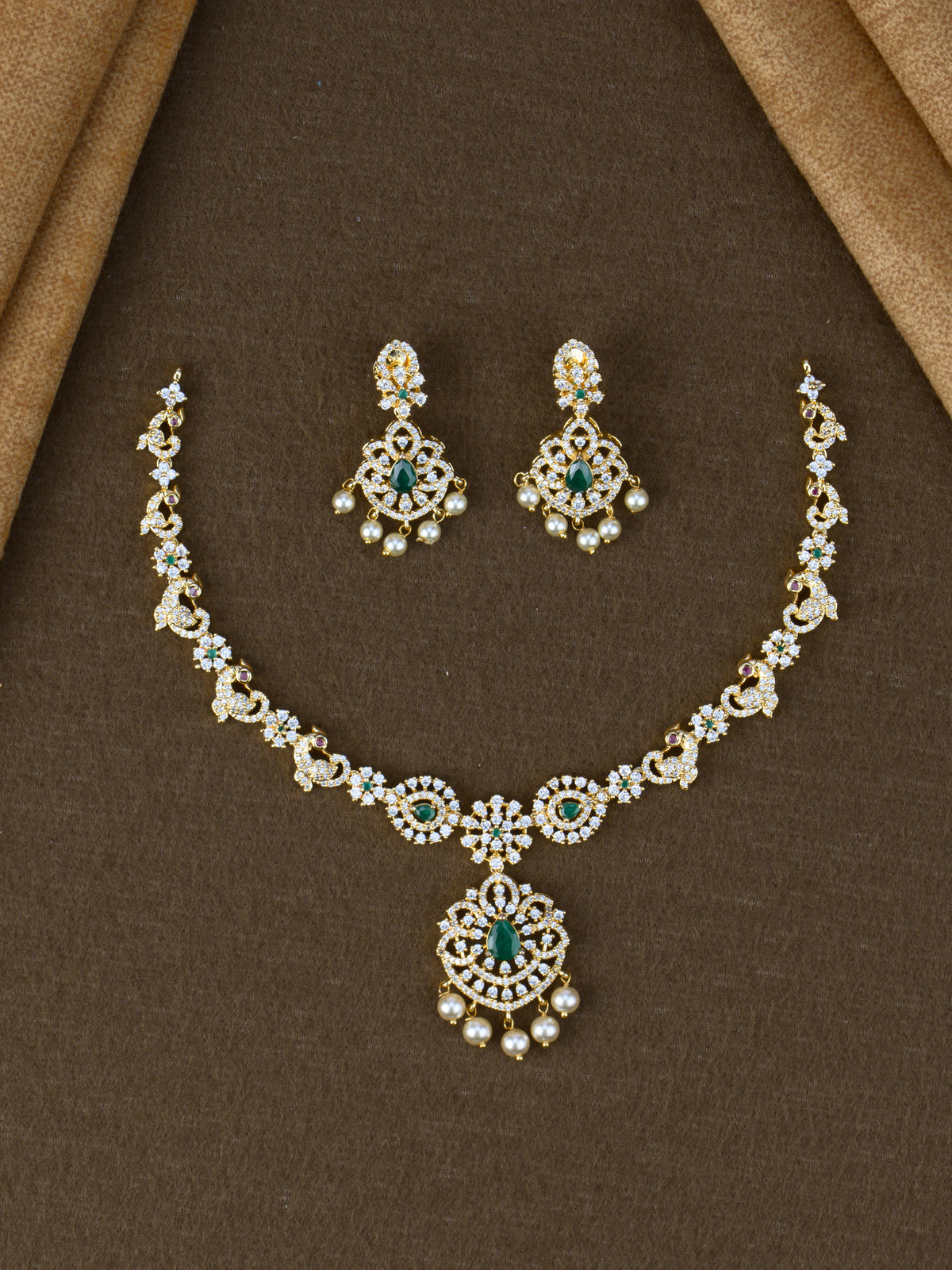 Marakatham AD Necklace Set
