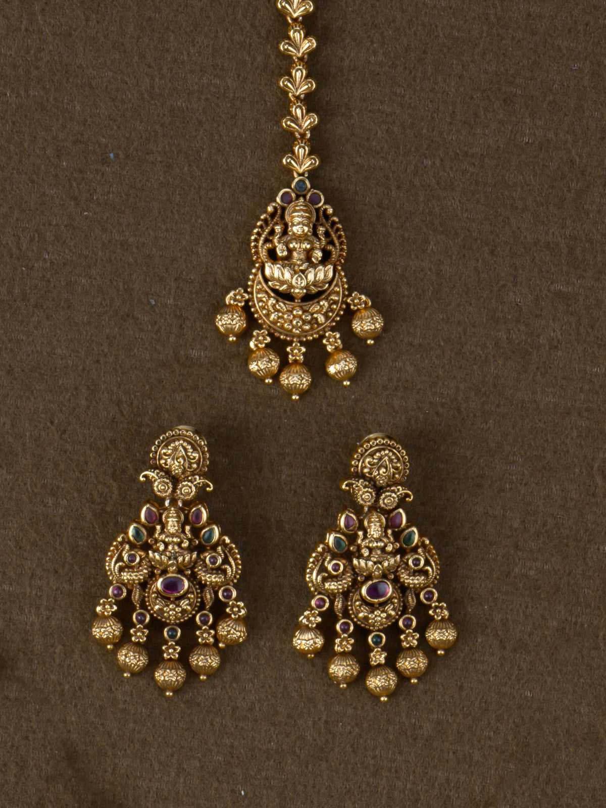 Kamalalaya Bridal Combo - Multi maang tikka and earrings