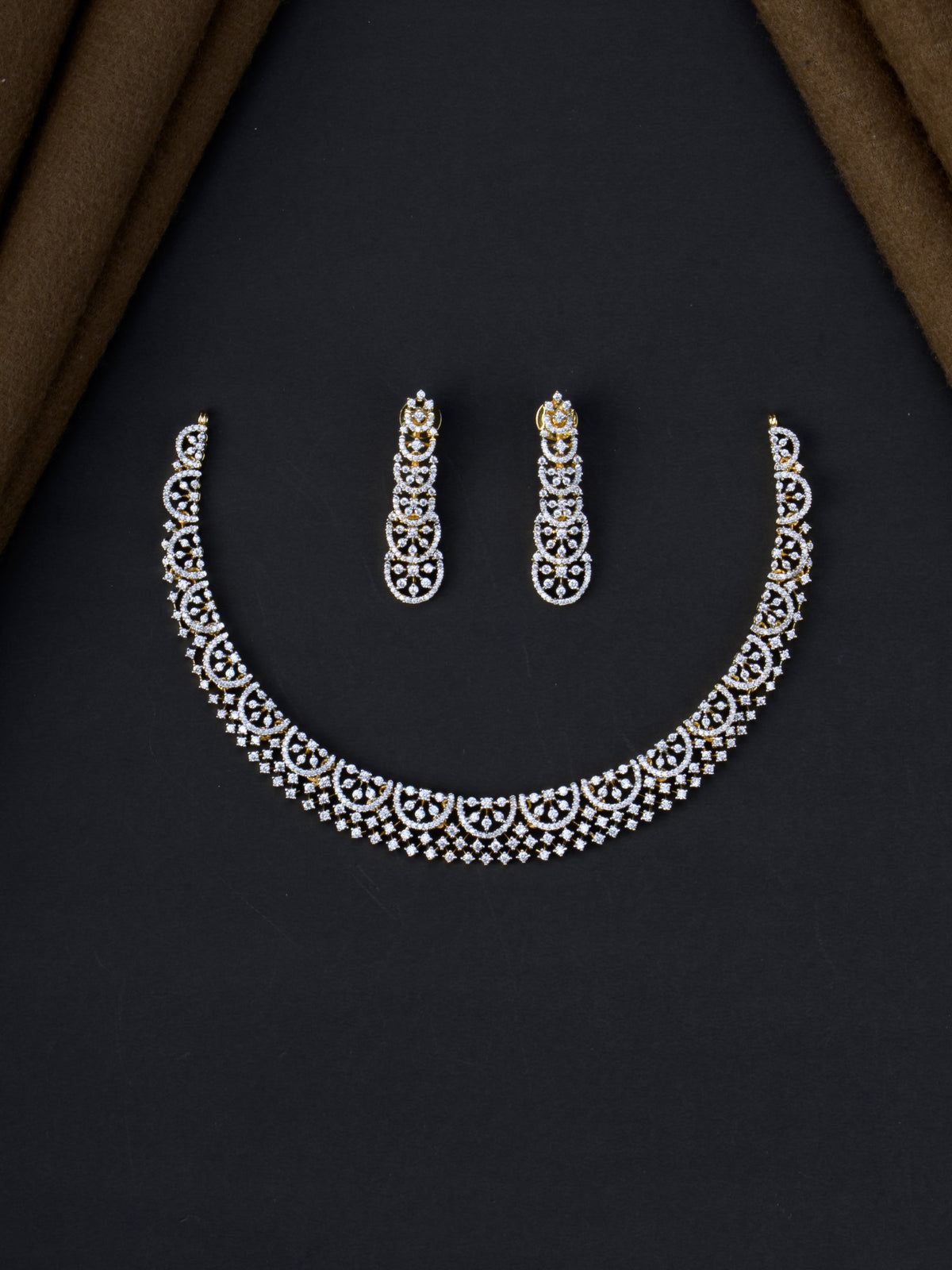 Ardhachandra AD Necklace Set - full set