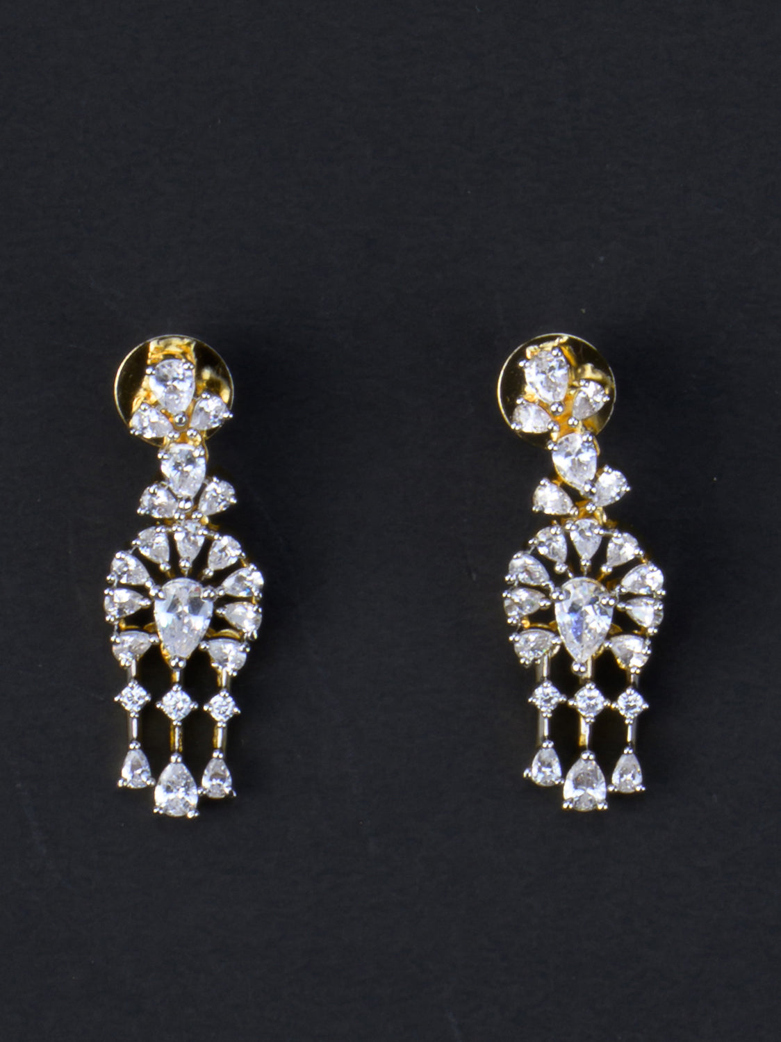 Himabindu AD Necklace Set - Gold Polish earrings