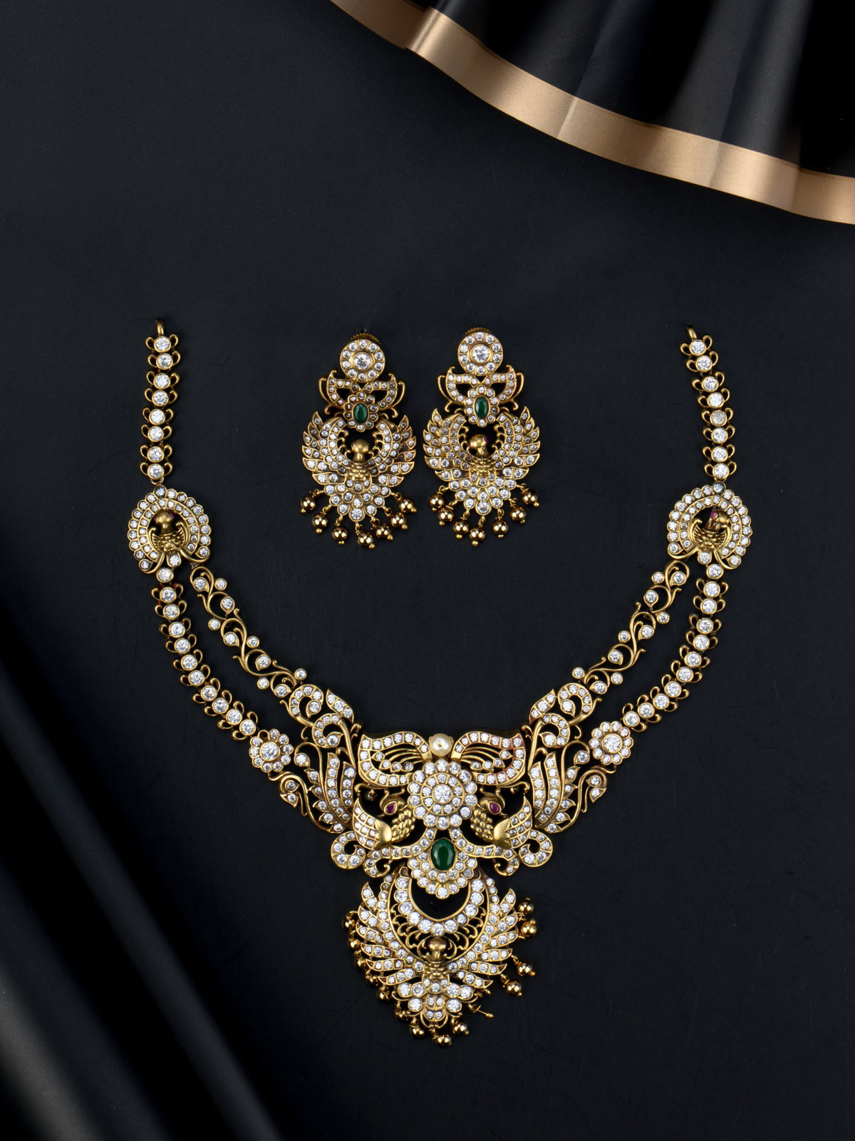Varnika Peacock AD Necklace set with earrings
