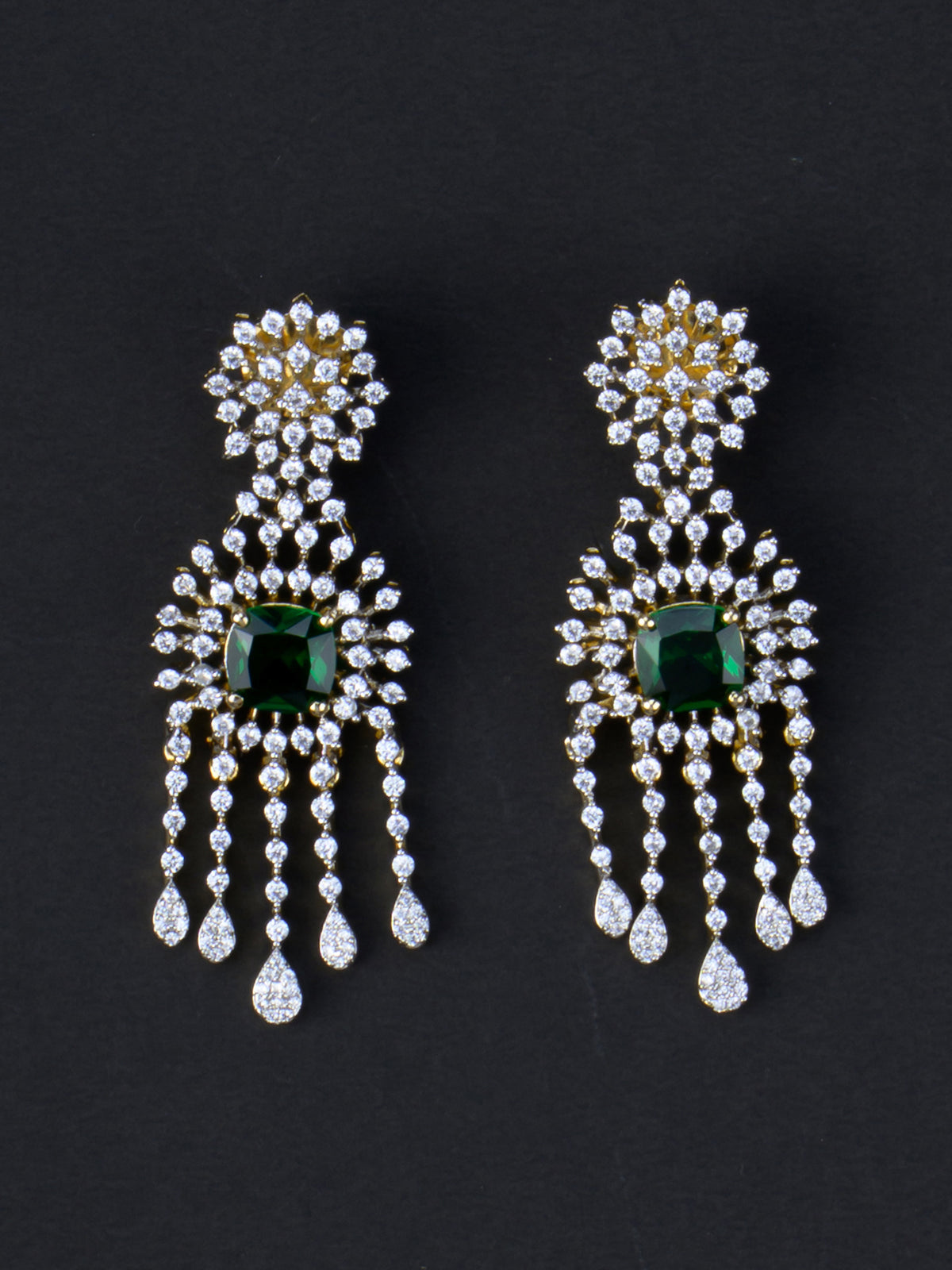 Tarini AD Necklace Set - Emerald Green earrings