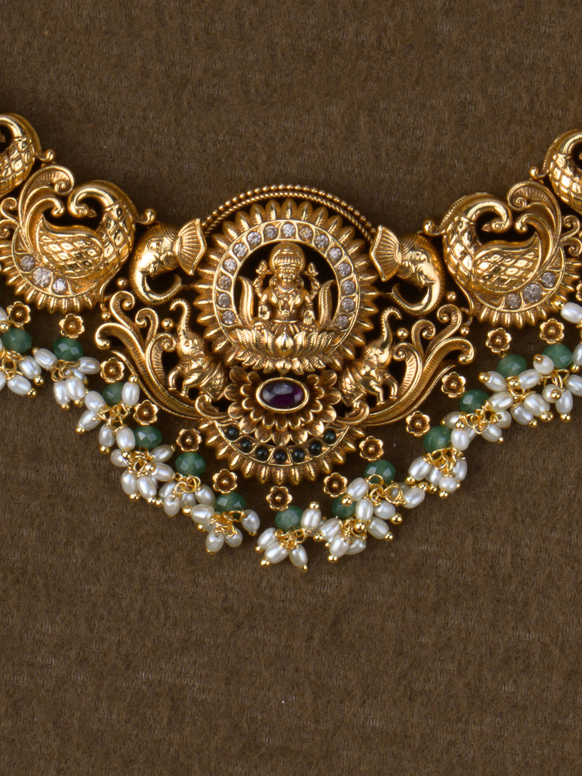 Antique Lakshmi Peacock Temple Necklace Set