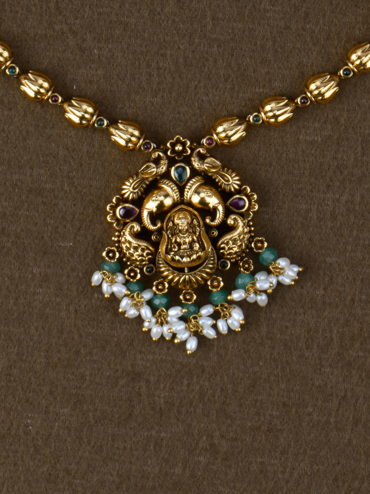 Mukula Lakshmi Temple Necklace Set - Multi necklace close-up