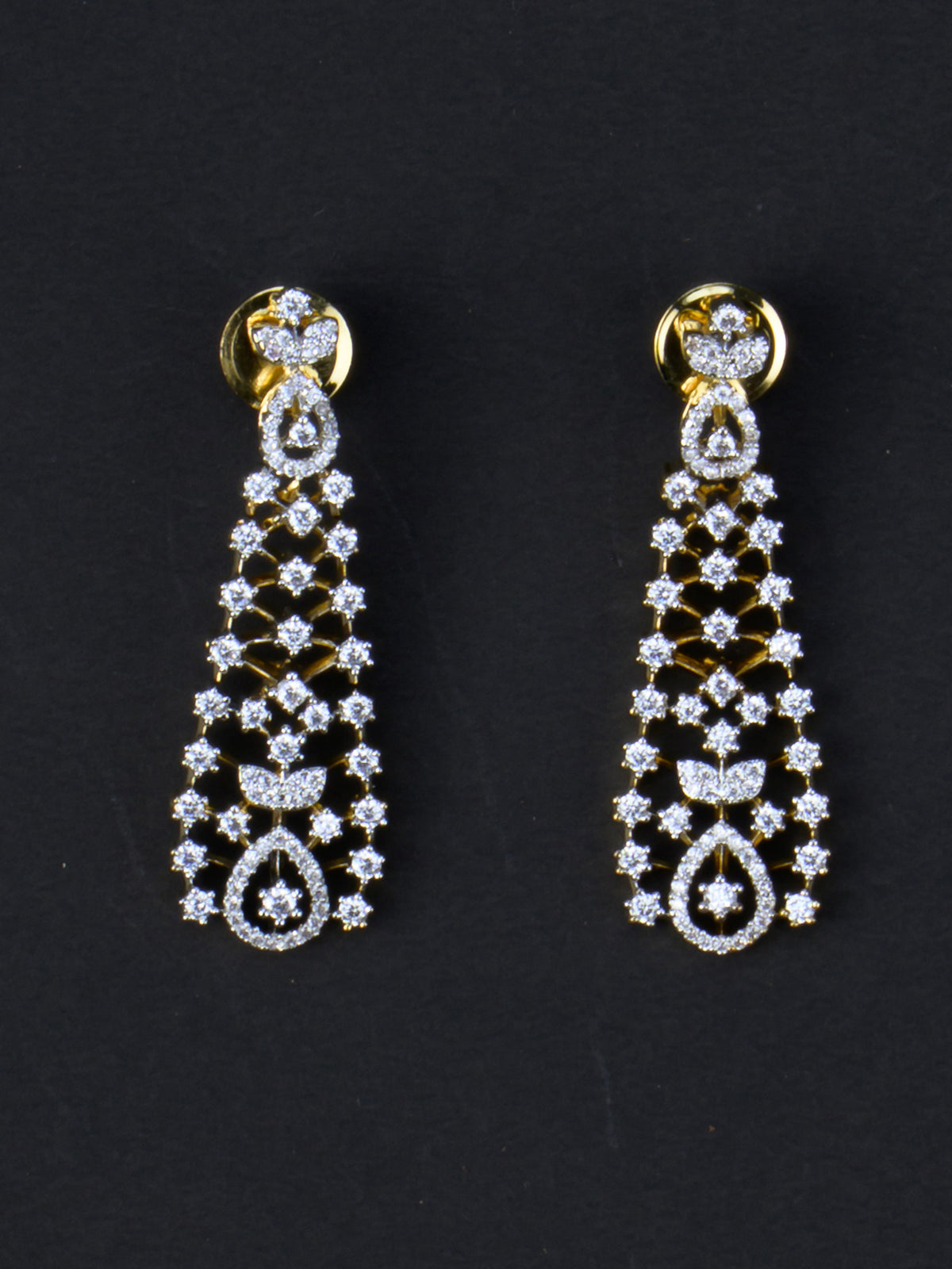 Pallavi AD Necklace Set - Gold Polish earrings