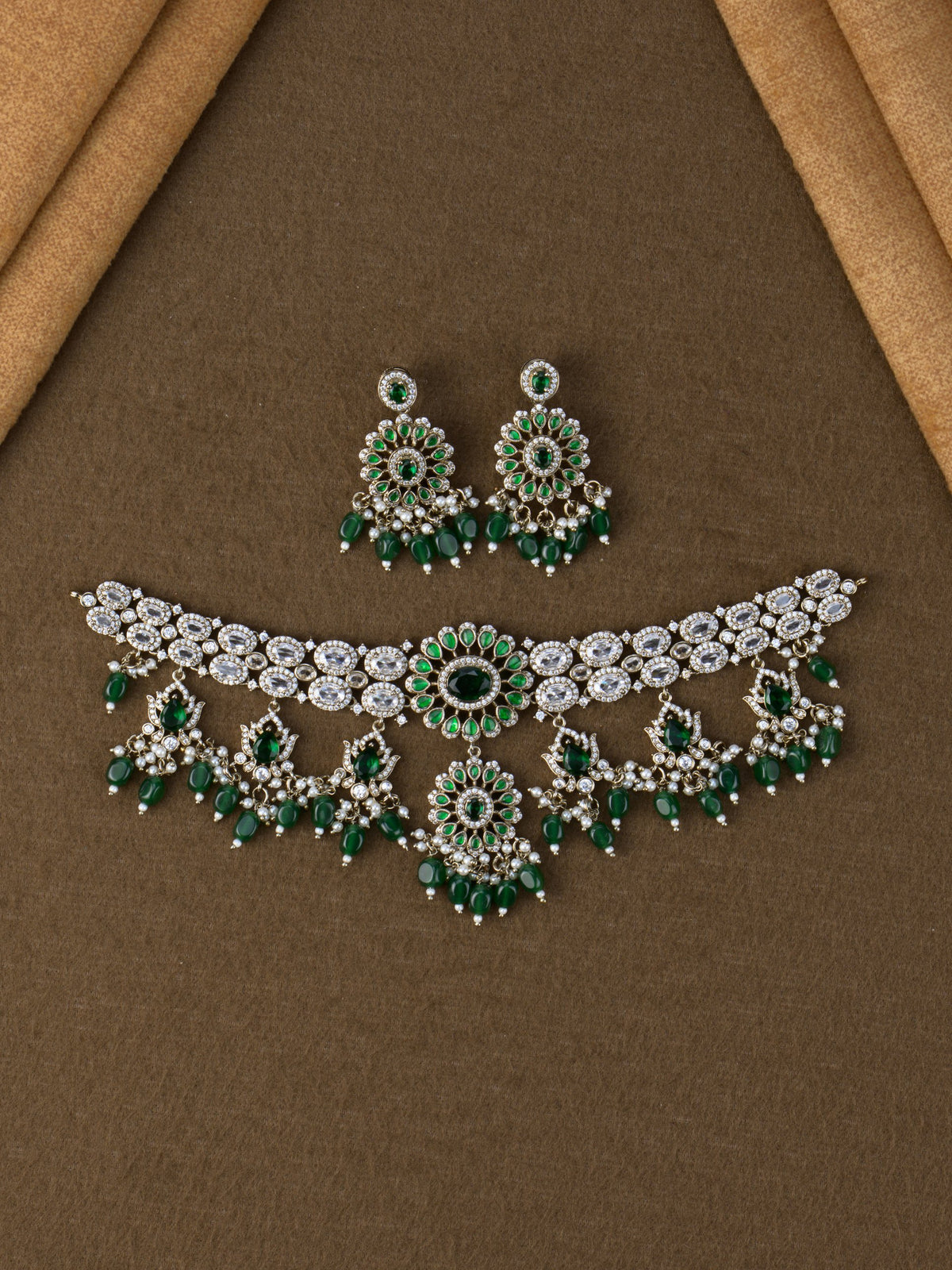 Padmavati Victorian AD Choker Set - Green