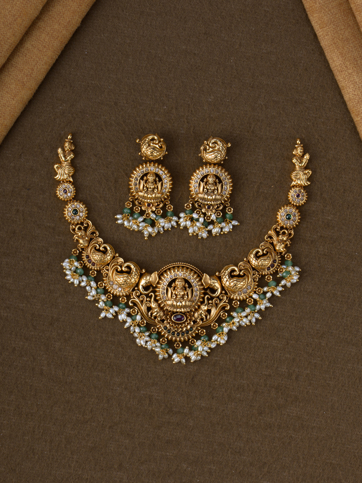 Antique Lakshmi Peacock Temple Necklace Set