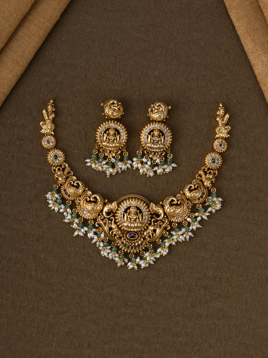 Antique Lakshmi Peacock Temple Necklace Set