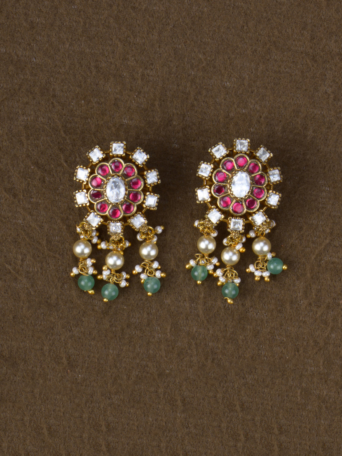 Mayuri Bead Choker Set - Pink - earrings