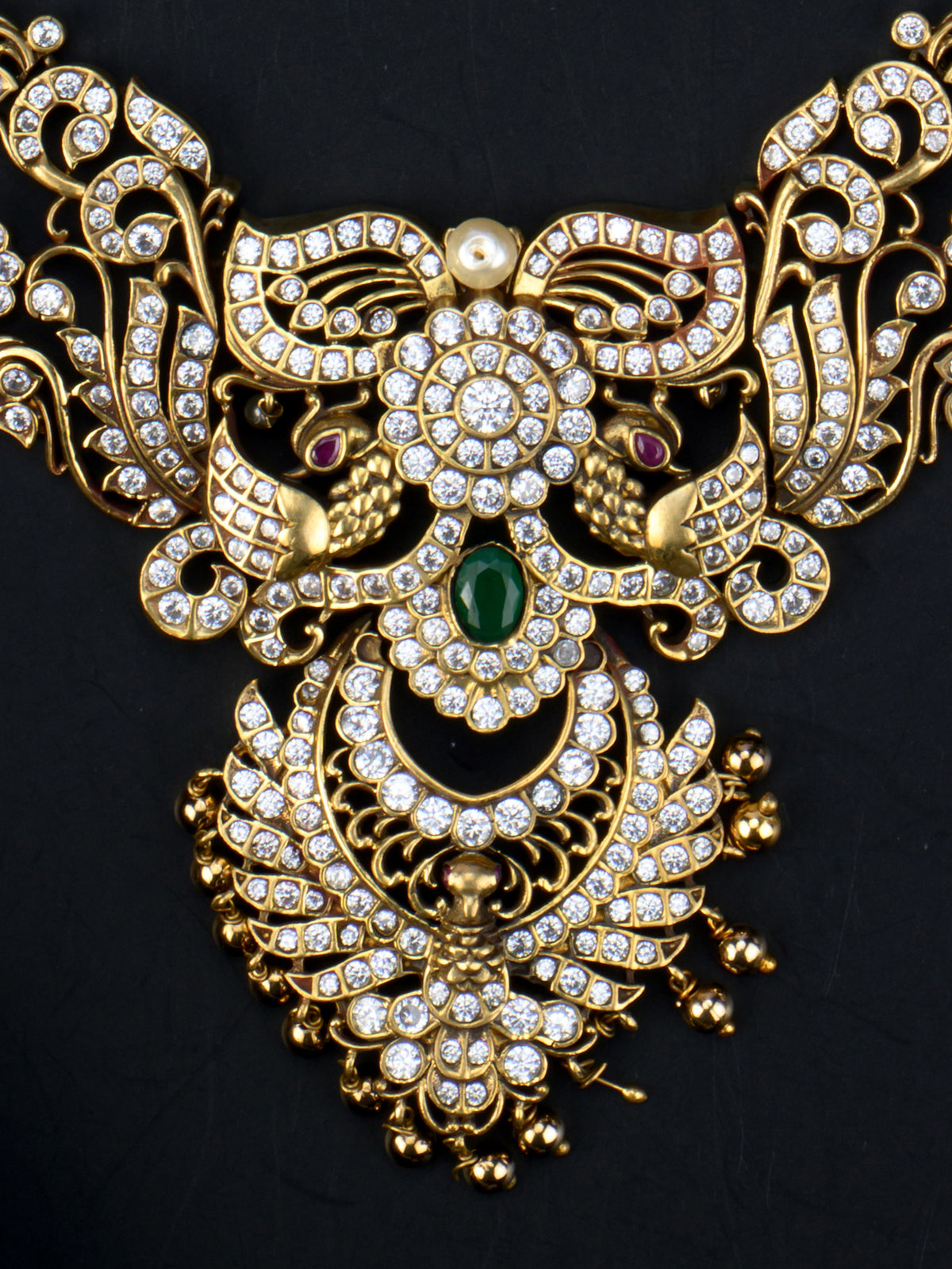 Varnika Peacock AD Necklace pendant close-up