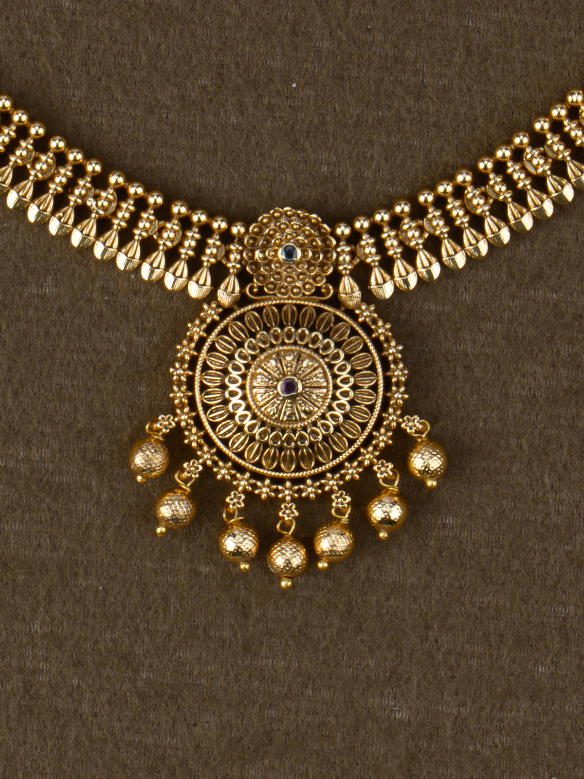 Suryachakra Antique Necklace Set - Multi pendant close-up