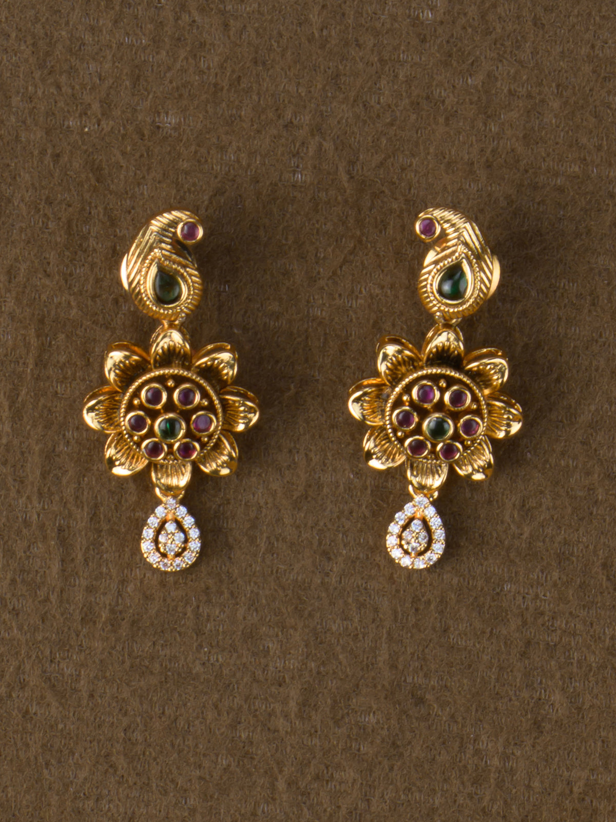 Pushpika Antique Necklace Set - Multi earrings