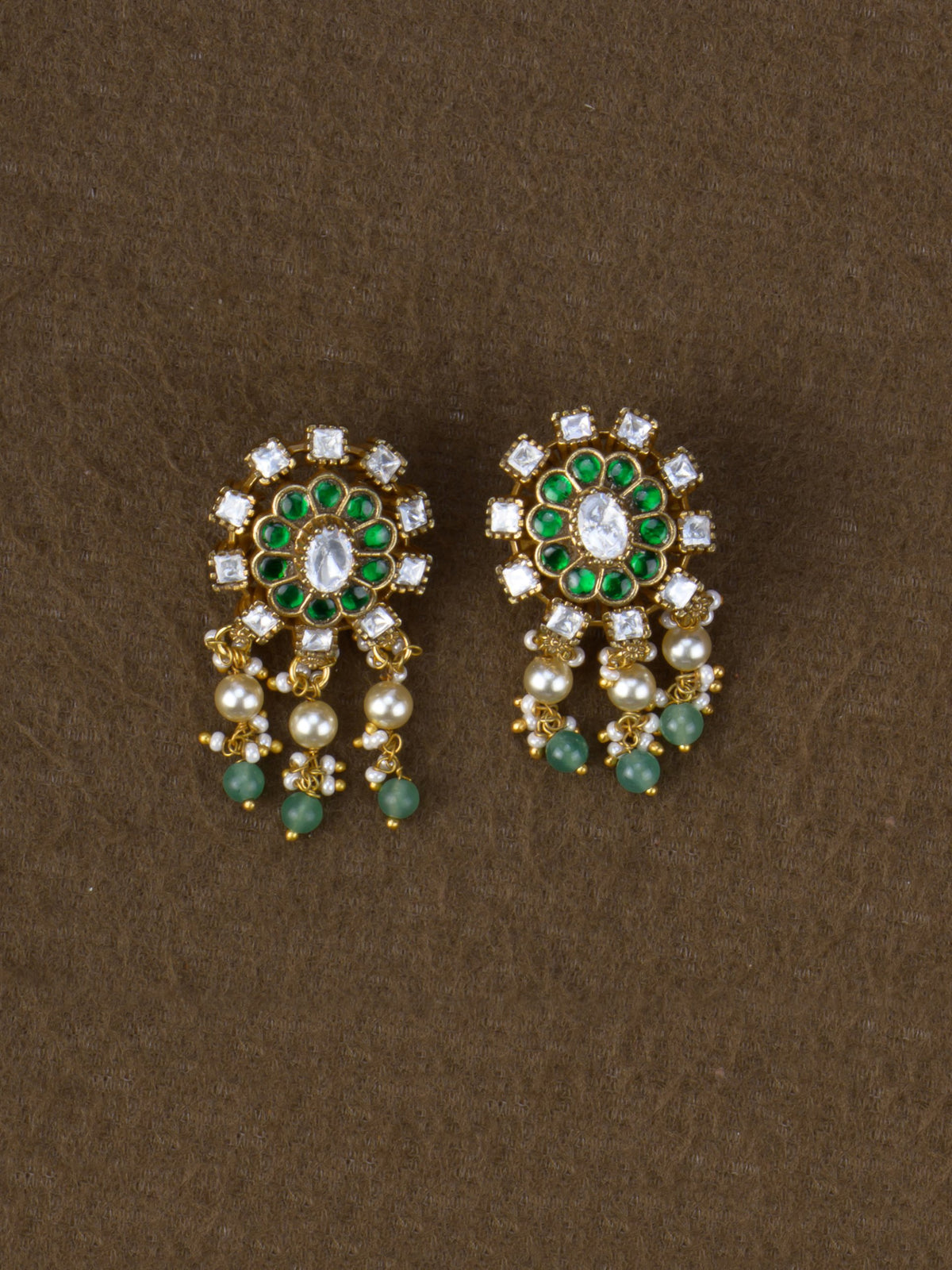 Mayuri Bead Choker Set - Green - earrings