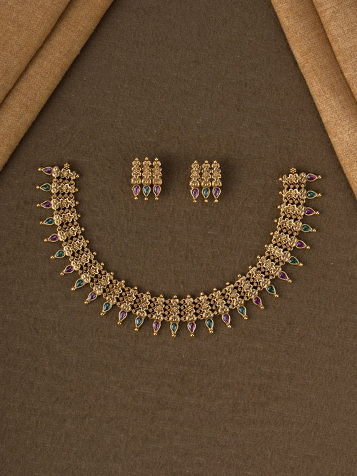 Antique Star Floret Kemp Drop Necklace Set