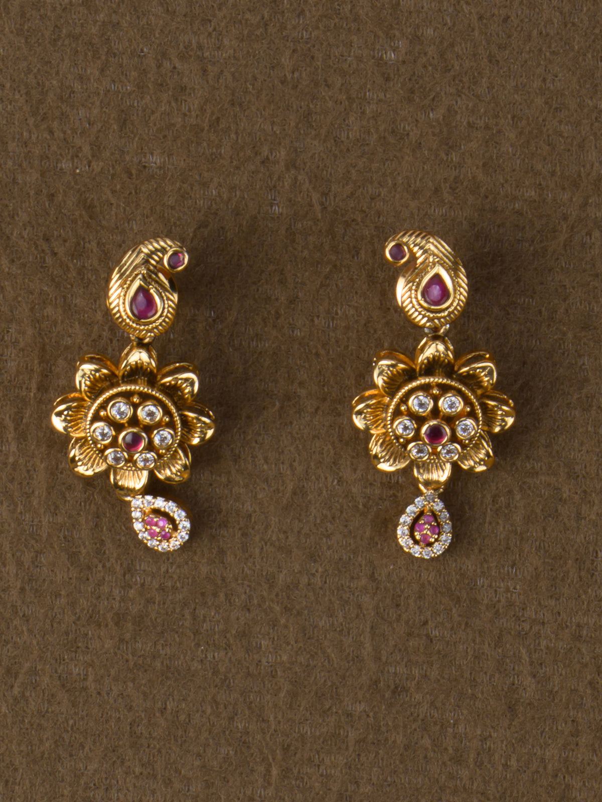 Pushpika Antique Haaram Set - earrings