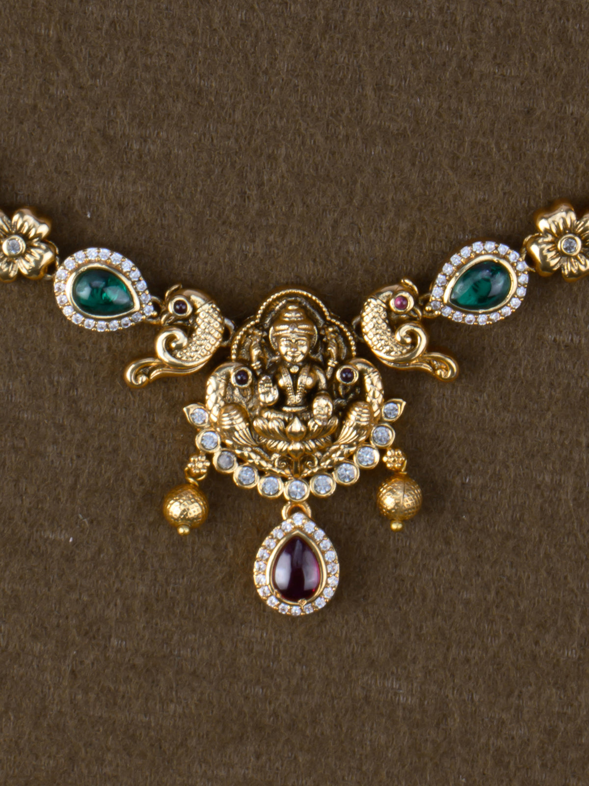 Lakshmipriya Temple Necklace Set - Multi necklace close-up